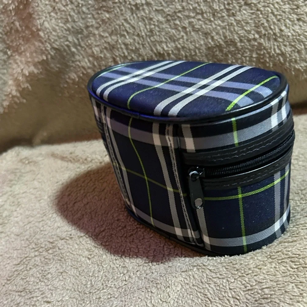 Burberry Authentic Small Blue Plaid Make Up Bag